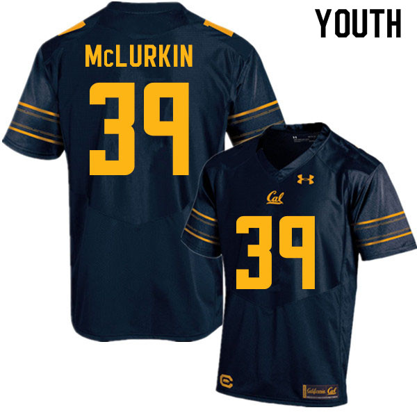 Youth #39 Evan McLurkin Cal Bears College Football Jerseys Sale-Navy - Click Image to Close